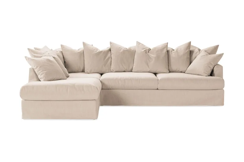 Menard Soffgrupp 4-sits Vänstervänd L-formad Schäslongsoffa + Fåtölj i Tyg - Beige - Möbler - Soffa - Soffgrupp