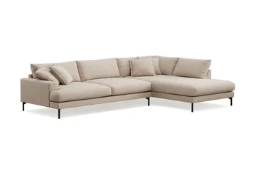 Menard Premium 5-sits Högervänd L-formad Djup Schäslongsoffa i Tyg - Beige - Möbler - Soffa - Divansoffa & schäslongsoffa