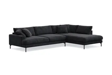 Menard Premium 5-sits Högervänd L-formad Djup Schäslongsoffa i Chenille - Svartt - Möbler - Soffa - Divansoffa & schäslongsoffa