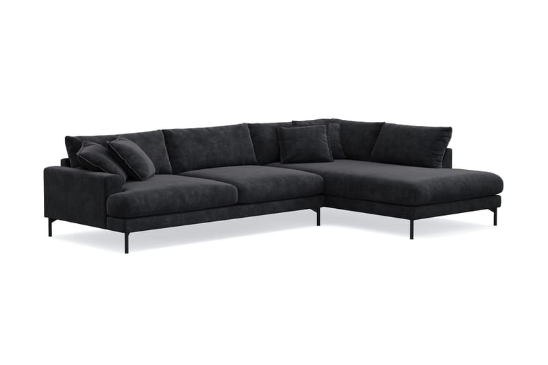 Menard Premium 5-sits Högervänd L-formad Djup Schäslongsoffa i Chenille - Svartt - Möbler - Soffa - Divansoffa & schäslongsoffa