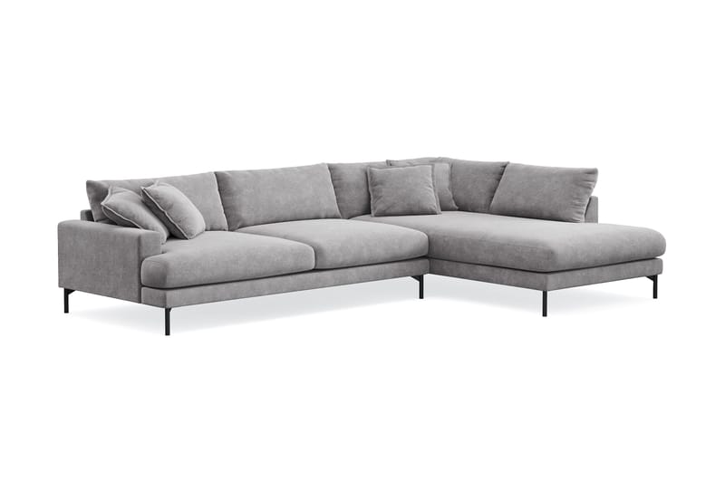 Menard Premium 5-sits Högervänd L-formad Djup Schäslongsoffa i Chenille - Grå - Möbler - Soffa - Divansoffa & schäslongsoffa