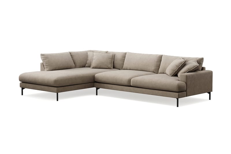 Menard Premium 5-sits Vänstervänd L-formad Djup Schäslongsoffa i Tyg - Brun - Möbler - Soffa - Divansoffa & schäslongsoffa