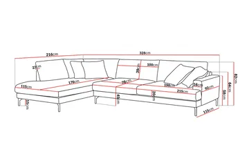 Menard Premium 5-sits Vänstervänd L-formad Djup Schäslongsoffa i Chenille - Grå/Blå - Möbler - Soffa - Divansoffa & schäslongsoffa