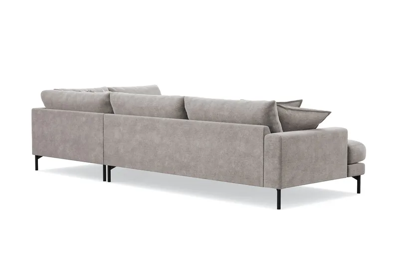 Menard Premium 5-sits Högervänd L-formad Djup Schäslongsoffa i Chenille - Grå/Brun - Möbler - Soffa - Divansoffa & schäslongsoffa