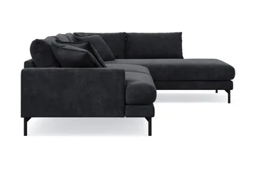 Menard Premium 5-sits Högervänd L-formad Djup Schäslongsoffa i Chenille - Svartt - Möbler - Soffa - Divansoffa & schäslongsoffa