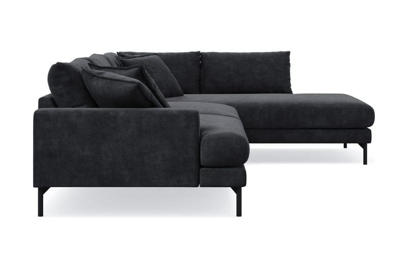 Menard Premium 5-sits Högervänd L-formad Djup Schäslongsoffa i Chenille - Svartt - Möbler - Soffa - Divansoffa & schäslongsoffa