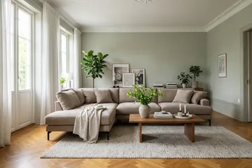 Menard Premium 5-sits Vänstervänd L-formad Djup Schäslongsoffa i Tyg - Brun - Möbler - Soffa - Divansoffa & schäslongsoffa