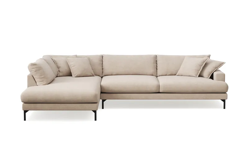 Menard Premium 5-sits Vänstervänd L-formad Djup Schäslongsoffa i Tyg, Beige