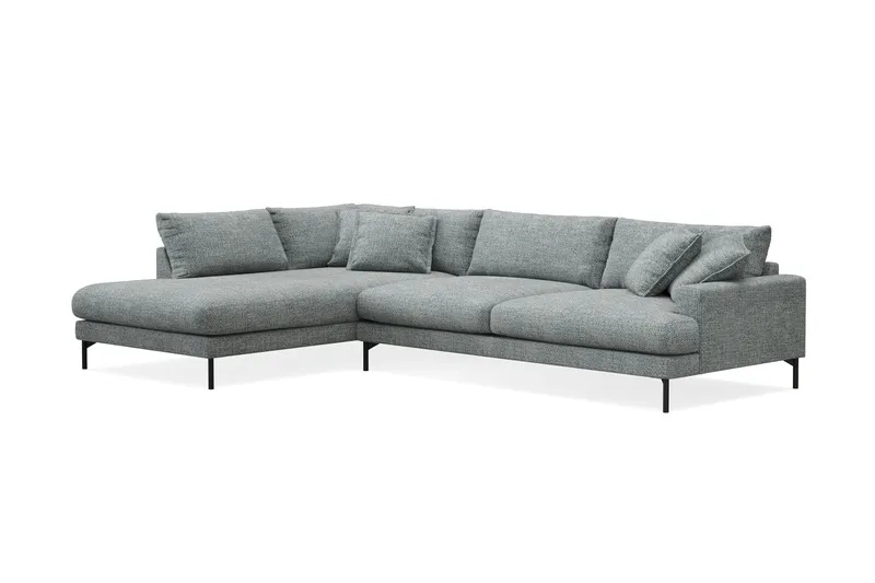 Menard Premium 5-sits Vänstervänd L-formad Djup Schäslongsoffa i Chenille - Grå/Blå - Möbler - Soffa - Divansoffa & schäslongsoffa