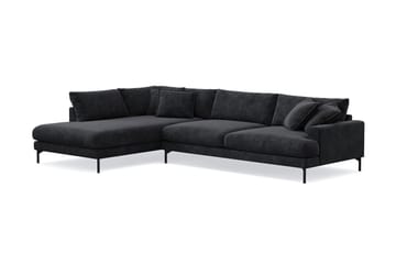 Menard Premium 5-sits Vänstervänd L-formad Djup Schäslongsoffa i Chenille - Svartt - Möbler - Soffa - Divansoffa & schäslongsoffa