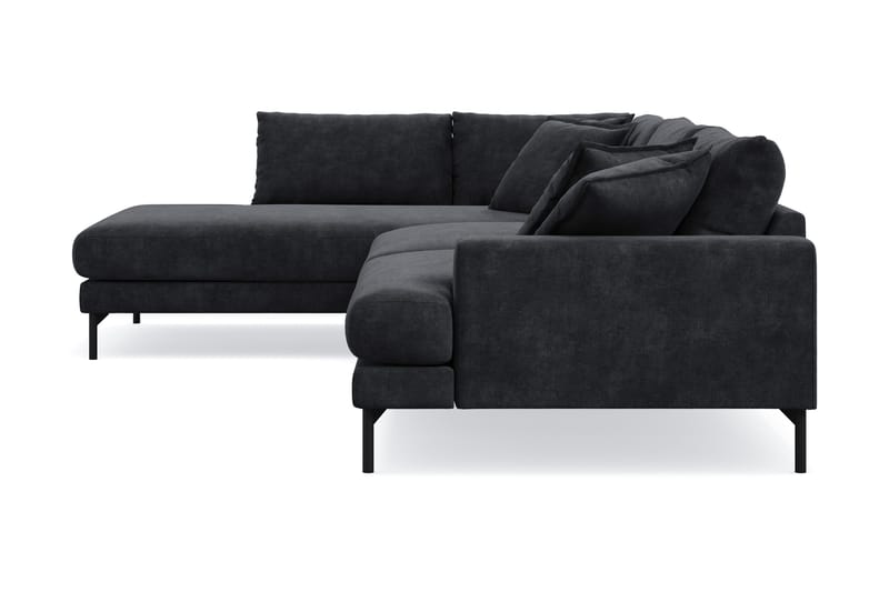 Menard Premium 5-sits Vänstervänd L-formad Djup Schäslongsoffa i Chenille - Svartt - Möbler - Soffa - Divansoffa & schäslongsoffa