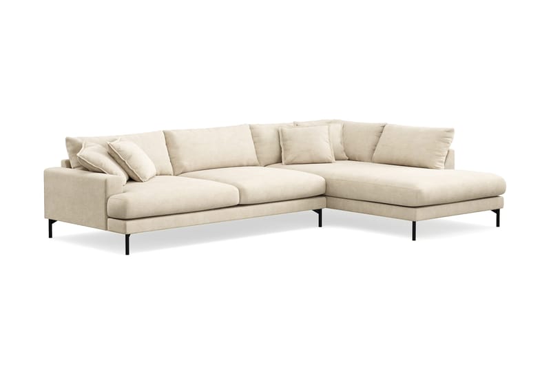 Menard Premium 5-sits Högervänd L-formad Djup Schäslongsoffa i Chenille - Beige - Möbler - Soffa - Divansoffa & schäslongsoffa