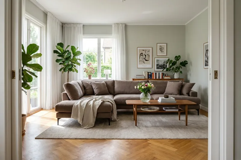 Menard Premium 5-sits Vänstervänd L-formad Djup Schäslongsoffa i Tyg - Brun - Möbler - Soffa - Divansoffa & schäslongsoffa