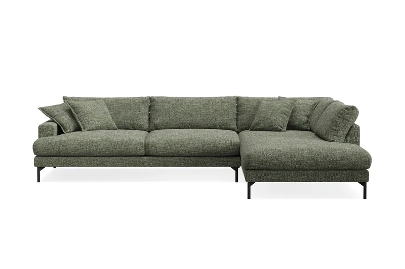 Menard Premium 5-sits Högervänd L-formad Djup Schäslongsoffa i Chenille - Grön - Möbler - Soffa - Divansoffa & schäslongsoffa