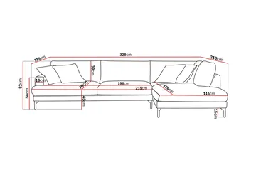 Menard Premium 5-sits Högervänd L-formad Djup Schäslongsoffa i Chenille - Grå/Blå - Möbler - Soffa - Divansoffa & schäslongsoffa
