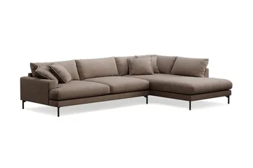 Menard Premium 5-sits Högervänd L-formad Djup Schäslongsoffa i Tyg - Brun - Möbler - Soffa - Divansoffa & schäslongsoffa