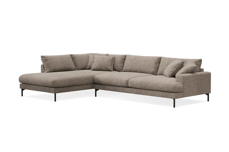 Menard Premium 5-sits Vänstervänd L-formad Djup Schäslongsoffa i Chenille - Brun - Möbler - Soffa - Divansoffa & schäslongsoffa