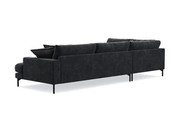 Menard Premium 5-sits Vänstervänd L-formad Djup Schäslongsoffa i Chenille - Svartt - Möbler - Soffa - Divansoffa & schäslongsoffa