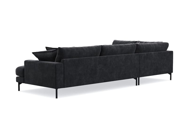 Menard Premium 5-sits Vänstervänd L-formad Djup Schäslongsoffa i Chenille - Svartt - Möbler - Soffa - Divansoffa & schäslongsoffa