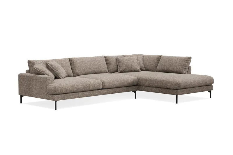 Menard Premium 5-sits Högervänd L-formad Djup Schäslongsoffa i Chenille - Brun - Möbler - Soffa - Divansoffa & schäslongsoffa