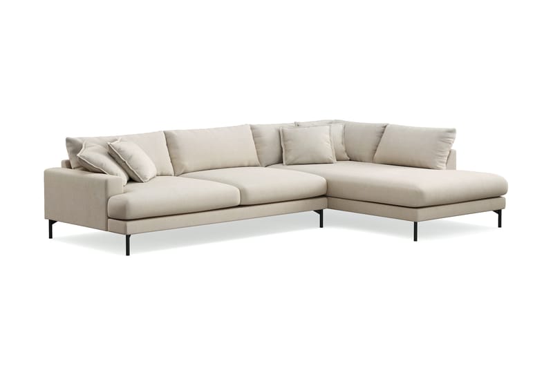 Menard Premium 5-sits Högervänd L-formad Djup Schäslongsoffa i Tyg - Beige - Möbler - Soffa - Divansoffa & schäslongsoffa
