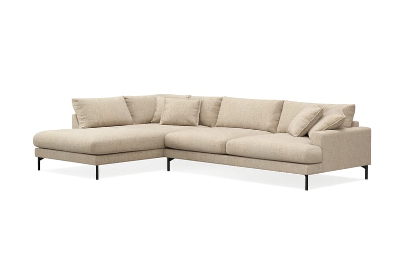 Menard Premium 5-sits Vänstervänd L-formad Djup Schäslongsoffa i Chenille - Beige - Möbler - Soffa - Divansoffa & schäslongsoffa