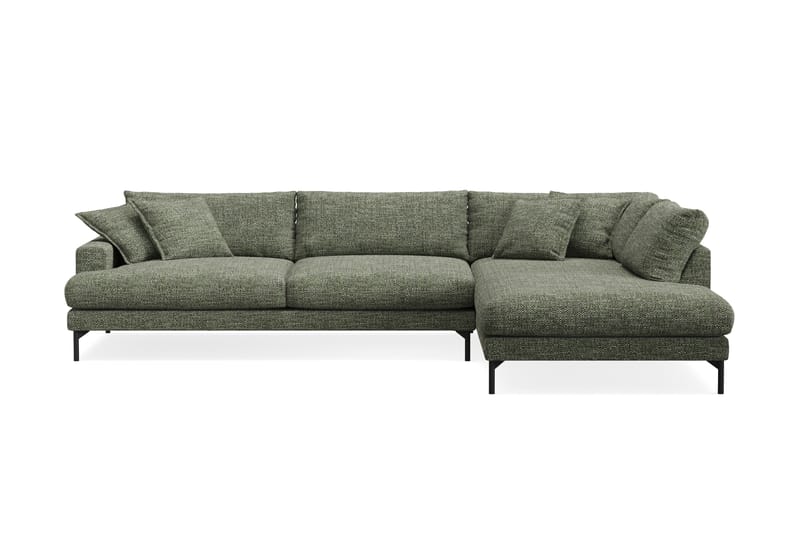 Menard Premium 5-sits Högervänd L-formad Djup Schäslongsoffa i Chenille - Grön - Möbler - Soffa - Divansoffa & schäslongsoffa