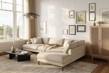 Menard Premium 5-sits Högervänd L-formad Djup Schäslongsoffa i Bouclé - Ljusbeige - Möbler - Soffa - Divansoffa & schäslongsoffa