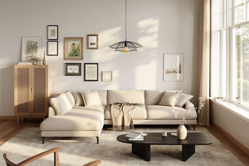 Menard Premium 5-sits Vänstervänd L-formad Djup Schäslongsoffa i Bouclé - Ljusbeige - Möbler - Soffa - Divansoffa & schäslongsoffa