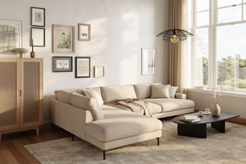 Menard Premium 5-sits Vänstervänd L-formad Djup Schäslongsoffa i Bouclé - Ljusbeige - Möbler - Soffa - Divansoffa & schäslongsoffa