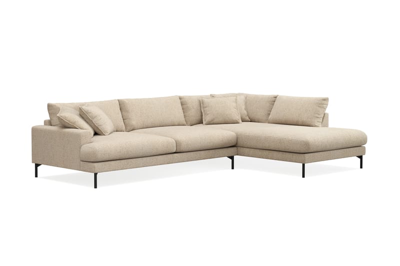 Menard Premium 5-sits Högervänd L-formad Djup Schäslongsoffa i Chenille - Beige - Möbler - Soffa - Divansoffa & schäslongsoffa
