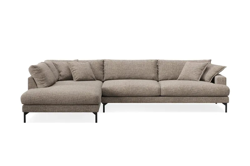 Menard Premium 5-sits Vänstervänd L-formad Djup Schäslongsoffa i Chenille - Brun - Möbler - Soffa - Divansoffa & schäslongsoffa