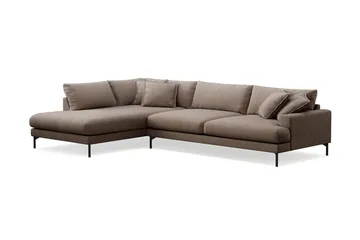Menard Premium 5-sits Vänstervänd L-formad Djup Schäslongsoffa i Tyg - Brun - Möbler - Soffa - Divansoffa & schäslongsoffa