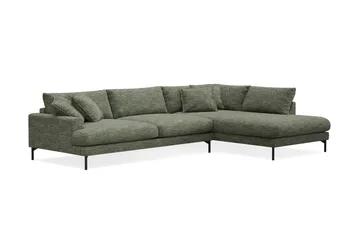 Menard Premium 5-sits Högervänd L-formad Djup Schäslongsoffa i Chenille - Grön - Möbler - Soffa - Divansoffa & schäslongsoffa