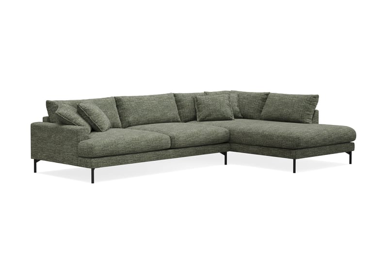 Menard Premium 5-sits Högervänd L-formad Djup Schäslongsoffa i Chenille - Grön - Möbler - Soffa - Divansoffa & schäslongsoffa