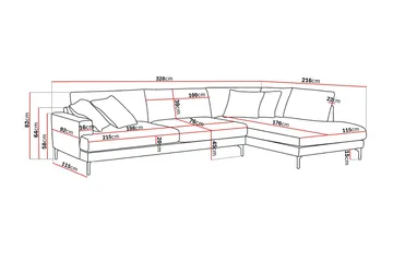 Menard Premium 5-sits Högervänd L-formad Djup Schäslongsoffa i Chenille - Grå/Blå - Möbler - Soffa - Divansoffa & schäslongsoffa