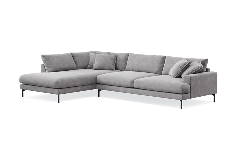 Menard Premium 5-sits Vänstervänd L-formad Djup Schäslongsoffa i Chenille - Grå - Möbler - Soffa - Divansoffa & schäslongsoffa