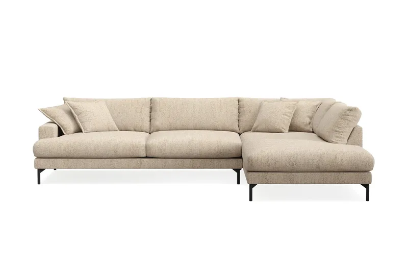 Menard Premium 5-sits Högervänd L-formad Djup Schäslongsoffa i Chenille, Beige