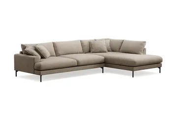 Menard Premium 5-sits Högervänd L-formad Djup Schäslongsoffa i Tyg - Brun - Möbler - Soffa - Divansoffa & schäslongsoffa