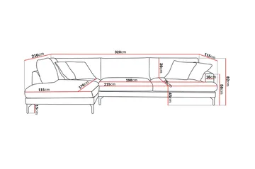 Menard Premium 5-sits Vänstervänd L-formad Djup Schäslongsoffa i Chenille - Ljusbeige - Möbler - Soffa - Divansoffa & schäslongsoffa