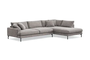 Menard Premium 5-sits Högervänd L-formad Djup Schäslongsoffa i Chenille - Grå/Brun - Möbler - Soffa - Divansoffa & schäslongsoffa
