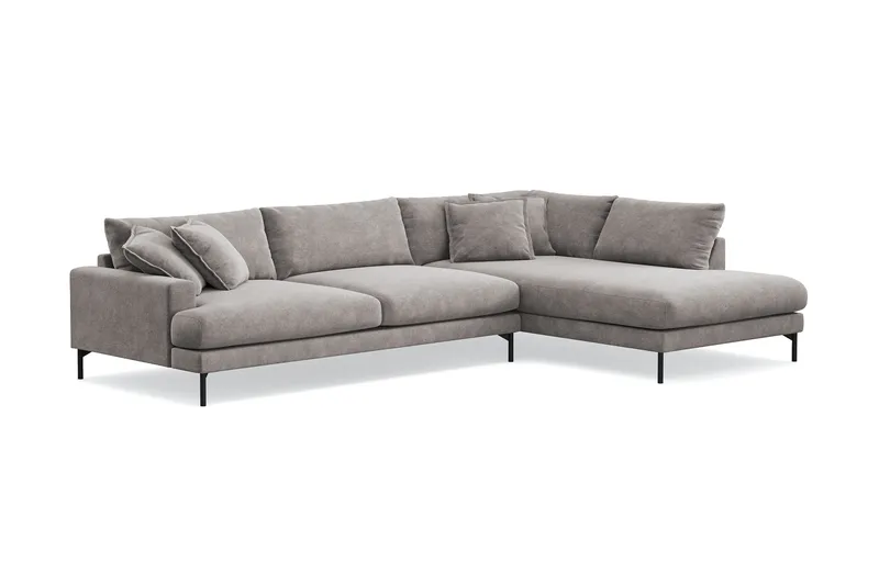 Menard Premium 5-sits Högervänd L-formad Djup Schäslongsoffa i Chenille - Grå/Brun - Möbler - Soffa - Divansoffa & schäslongsoffa