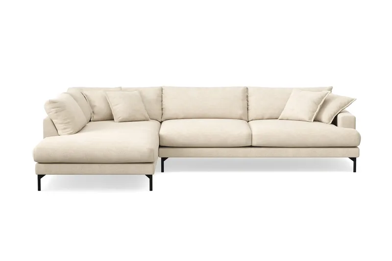 Menard Premium 5-sits Vänstervänd L-formad Djup Schäslongsoffa i Chenille - Beige - Möbler - Soffa - Divansoffa & schäslongsoffa