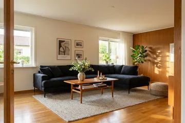 Menard Premium 5-sits Högervänd L-formad Djup Schäslongsoffa i Chenille - Svartt - Möbler - Soffa - Divansoffa & schäslongsoffa