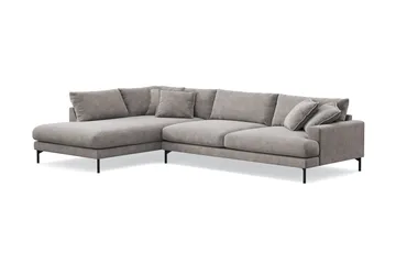 Menard Premium 5-sits Vänstervänd L-formad Djup Schäslongsoffa i Chenille - Grå/Brun - Möbler - Soffa - Divansoffa & schäslongsoffa