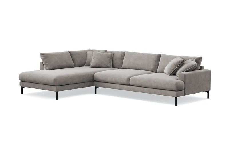 Menard Premium 5-sits Vänstervänd L-formad Djup Schäslongsoffa i Chenille - Grå/Brun - Möbler - Soffa - Divansoffa & schäslongsoffa