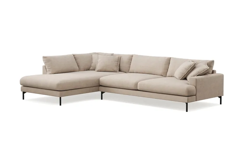 Menard Premium 5-sits Vänstervänd L-formad Djup Schäslongsoffa i Tyg - Beige - Möbler - Soffa - Divansoffa & schäslongsoffa