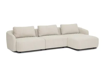 Milano 5-sits Rundad Högervänd L-soffa med Låg Rygg i Beige Boucle - Möbler - Soffa - Divansoffa & schäslongsoffa