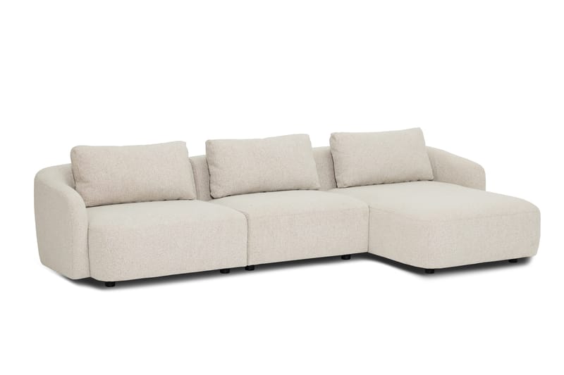 Milano 5-sits Rundad Högervänd L-soffa med Låg Rygg i Beige Boucle - Möbler - Soffa - Divansoffa & schäslongsoffa