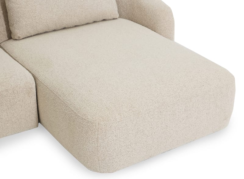 Milano 5-sits Rundad Högervänd L-soffa med Låg Rygg i Beige Boucle - Möbler - Soffa - Divansoffa & schäslongsoffa